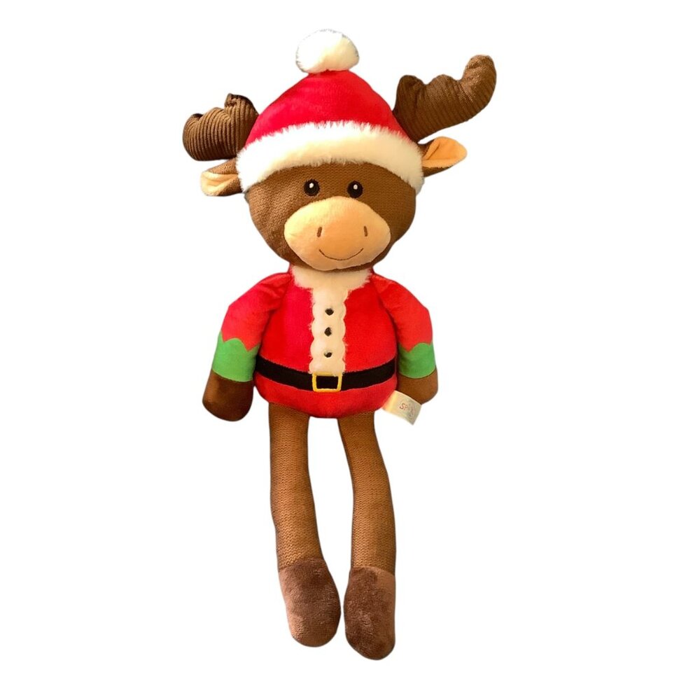 Spark Create Imagine Plush Reindeer Christmas Santa Claus Rattle Toy 19" Long